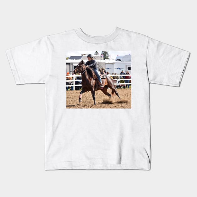 Barrel racing Kids T-Shirt by theartsyeq